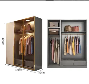 Benutzer definierte Garderobe Schlafzimmer moderne minimalist ische Lagerung kleine Wohnung Licht Luxus Glastür Garderobe Schrank