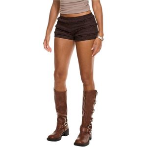 FOXA Mini pantalones cortos de encaje con volantes para mujer, cintura elástica, cintura baja, pantalones cortos ajustados Y2K - Product Image 1