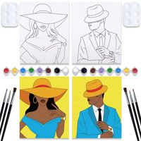 Kit de peinture sur toile avec design de dessin animé personnalisé pour adultes, soirées peinture et dégustation, cadre en bois écologique 20x20cm