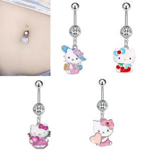 레이디 스테인레스 스틸 헬로 키티 배꼽 피어싱 보석 패션 배꼽 반지 바디 피어싱 보석 - Product Image 2