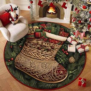 Simpatico cartone animato stampato bassotto Corgi gonna albero di natale retrò rosso tappeto corto di peluche - Product Image 6