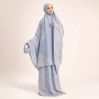 Ensemble de prière Mukena en nylon pour femmes, avec dentelle, vêtements islamiques modestes