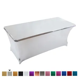 Toalha de mesa metálica retangular, cobertura de linho para mesa de casamento com 6 pés, de spandex