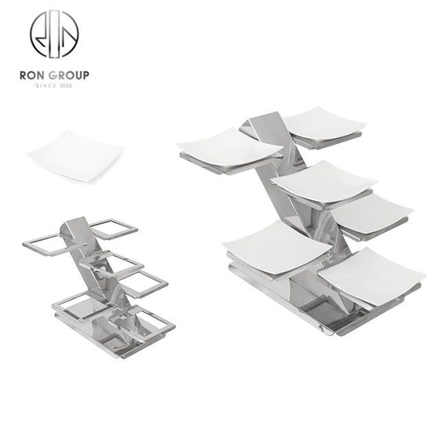 Stainless Steel Catering Stand  Afternoon Tea for Food Display Restaurant Wedding Cake Stand Buffet Riser Display Dessert Stand