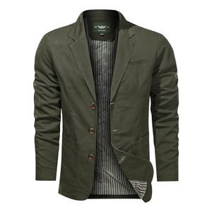Giacca da <span class=keywords><strong>uomo</strong></span> di cotone 100% Casual di alta qualità giacca <span class=keywords><strong>Blazer</strong></span> a <span class=keywords><strong>righe</strong></span> a maniche lunghe primavera autunno 2025 - Product Image 2