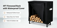 Support à bois de chauffage robuste en métal pour rangement extérieur avec housse imperméable pour patio, véranda, jardin
