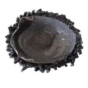 Sistema de cabello rizado de 15mm para hombres Tupé 40% <span class=keywords><strong>Gris</strong></span> 9x7 10x8 Encaje con Pu Indian Hairpiece 1b40 Peluca de cabello <span class=keywords><strong>corto</strong></span> para Anciano - Product Image 3