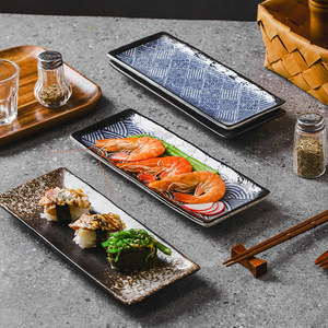 Placa Rectangular de cerámica japonesa moderna, diseño de espejo cruzado para Amazon <span class=keywords><strong>Sushi</strong></span>, postre, pescado, restaurante, vajilla creativa - Product Image 5