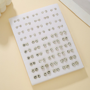 Fashion <b>Stud</b> <b>Earrings</b> 50 Pairs Imitation Pearl <b>Crystal</b> Women's Geometric Round Mixed Size <b>Earring</b> Set Yiwu Origin - Product Image 3