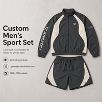 Conjunto Deportivo de Dos Piezas para Hombre, Chaqueta y Pantalones Cortos con Cierre Completo, Ligero, para Viajes, Deportes al Aire Libre