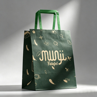 Bolsas de Papel Kraft para Llevar Comida, con Asa Plana, Impresas con Logotipo Personalizado, para Restaurantes de Comida Rápida, Café, Panadería