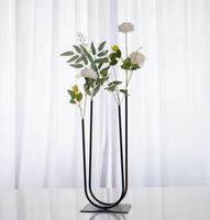 Support à fleurs en métal doré de luxe de haute qualité en forme de U pour la décoration de table de mariage