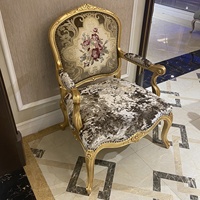 Lakasa Freizeitstuhl Französischer Neoklassischer Stoffsessel Europäischer Stil Wohnzimmer Massivholz Geschnitzter Sofastuhl Abnehmbar