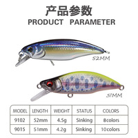 Mini 53mm 4.5g appâts de pêche leurres durs à la truite-leurre méné coulant Wobbler pour bar lent balancement flux roche leurres de pêche durs