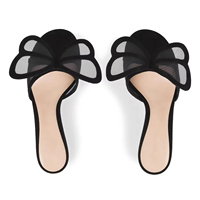 Sandales à talons aiguilles hauts en faux daim noir, grande taille, avec motif papillon, pour femmes