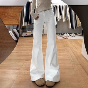 Jeans <span class=keywords><strong>Bianchi</strong></span> a Zampa d'Elefante da Donna, <span class=keywords><strong>Vita</strong></span> <span class=keywords><strong>Alta</strong></span>, Vestibilità Ampia, Stile Vintage, <span class=keywords><strong>Pantaloni</strong></span> Autunnali ad Asciugatura Rapida con Bottoni - Product Image 2