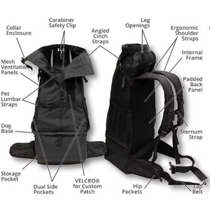 Sac de transport pour chien, sac à dos pour chien, échantillon gratuit, pour la plupart des tailles de chiens, orientable vers l'avant, réglable - Product Image 2
