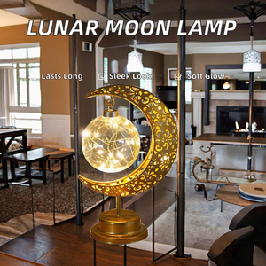 Светодиодный ночник в форме полумесяца из медного ротанга для декора комнаты на Ид и Рамадан - Product Image 2