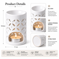 En gros, Brûleur d'huiles essentielles en céramique blanche ajourée, chauffe-cire et porte-bougie chauffe-plat pour la décoration intérieure