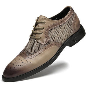 Zapatos de Hombre de Verano, de Cuero Genuino, Casuales, Transpirables, Antideslizantes, con Cordones, de Malla, con Capa Superior de Piel de Vaca, para Jóvenes y Negocios - Product Image 1