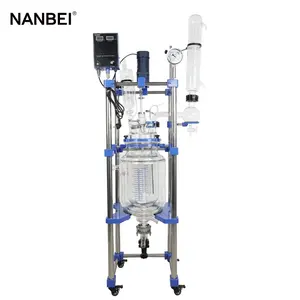 NANBEI chemical mixing 10L three layer vacuum jacketed glass reactor with CE