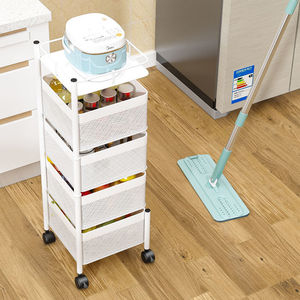 Étagère de rangement pour légumes et fruits en métal rotative à 5 niveaux carrée pour la <span class=keywords><strong>cuisine</strong></span>, multifonctionnelle, moderne, mobile - Product Image 3