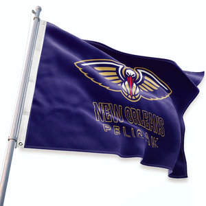 <span class=keywords><strong>Drapeau</strong></span> de l'équipe NBA des Pelicans de la Nouvelle-Orléans personnalisé 100% polyester 3x5 imprimé numérique durable Promotion extérieure écologique - Product Image 1