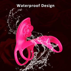 Anneau vibrant en silicone à trois sections en forme de rose avec télécommande par application, design unisexe et étanche - Product Image 3