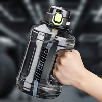 Bouteille d'eau portable en plastique de grande capacité, personnalisée, anti-fuite, 2,2 L (74 oz), pour le sport et la gym, avec poignée et paille