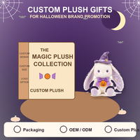 Peluche Lapin d'Halloween Personnalisée, Jouet en Peluche Doux, Poupée Lapin Magique avec Chapeau de Sorcière, Nœud Papillon Citrouille, Faible MOQ, Support OEM ODM
