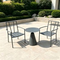 Meubles de jardin minimalistes pour l'extérieur, cadre en aluminium thermolaqué, chaise de loisirs et table ronde, ensemble de jardin pour villa, hôtel