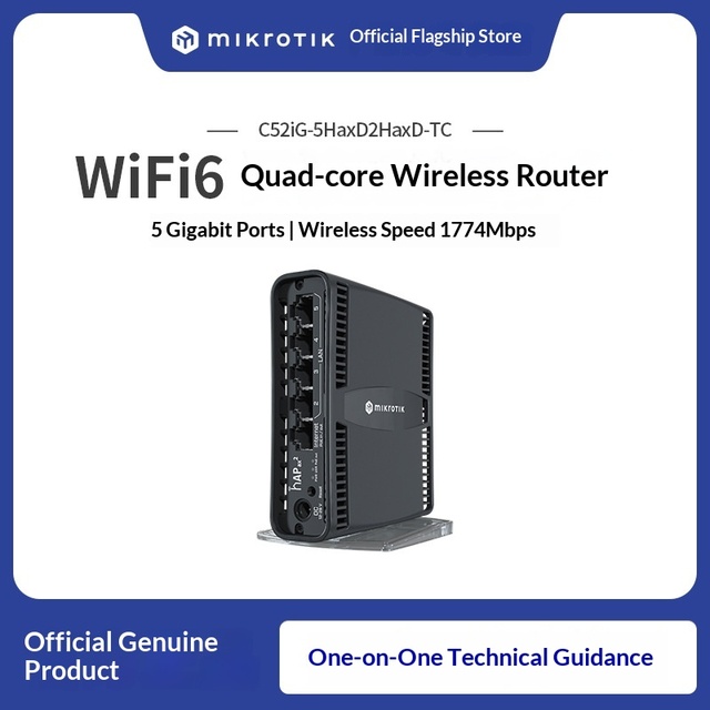 Mikrotik C52iG-5HaxD2HaxD-TC CPE Gigabit Dual Band Wireless Router WiFi6 WPS HAP Home Firewall VoIP VPN WEP QoS US Version