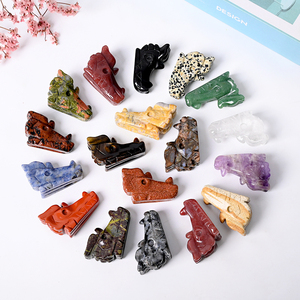 Commercio all'ingrosso di cristallo intagliato a mano con testa di drago teschi di quarzo Mix materiale di guarigione pietra preziosa casa Fengshui decorazione - Product Image 2