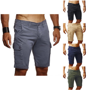 2022 High Quality <strong>Men's</strong> Casual Solid Color Summer Spring Cotton Multi-Pocket <strong>Knee</strong> <strong>Length</strong> Cargo <strong>Shorts</strong> - Product Image 1