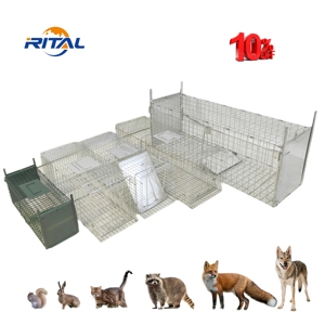 Piège à animaux domestiques et sauvages en métal, grand modèle, pour <span class=keywords><strong>coyote</strong></span>, écureuil, lapin, raton laveur, chien, renard, chat errant - Product Image 2