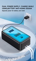 Pompe à air pour aquarium à diaphragme à fréquence variable, batterie au lithium rechargeable, double usage AC/DC, démarrage automatique, silencieuse, écran LCD, boîte