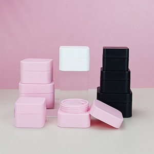 Wholesale 5g 10g 20g 30g 50g Pink PP <b>Plastic</b> Double Layer Cosmetic <b>Jar</b> Empty Cosmetic Packaging Square Face Cream <b>Jars</b> - Product Image 2