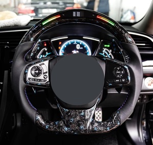 Volante Deportivo LED de Fibra de Carbono Forjada y Cuero, Nuevo y en Oferta, para <span class=keywords><strong>Civic</strong></span> 10ª Generación 2016-2021, Franja Azul, Interior de Carreras - Product Image 3