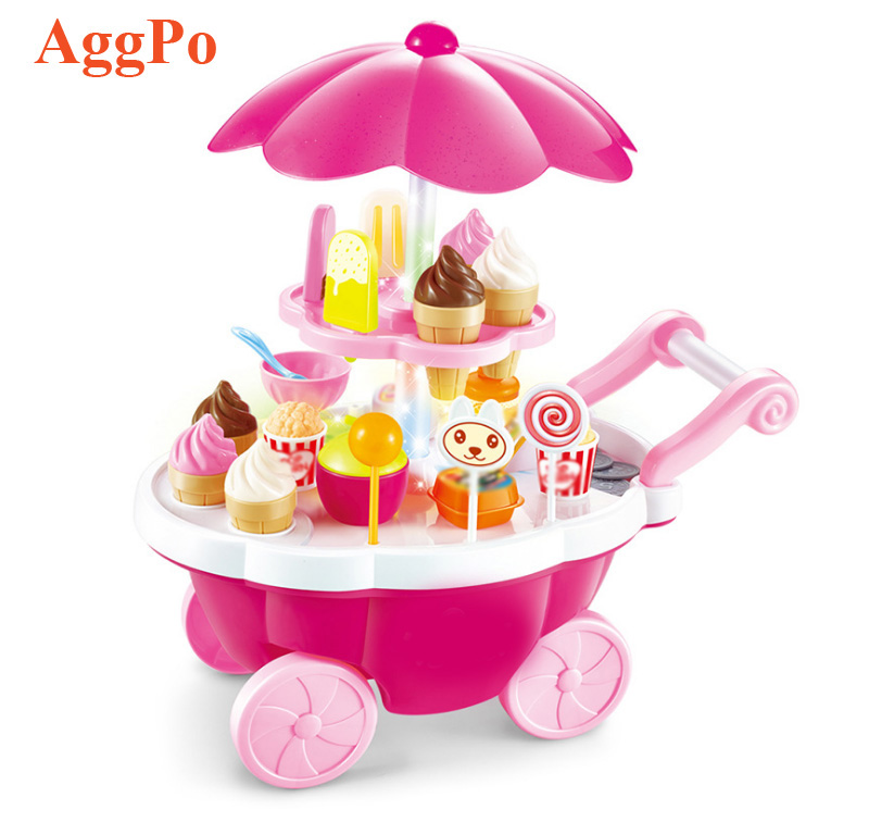 Игрушки для раннего детства, детские игрушки, мини-тележка для сладостей, игрушечный домик для девочек с подсветкой, музыкальная тележка для мороженого, детское воображение