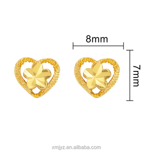 Pendientes In Wind de latón chapado en oro de 18K con diseño de corazón y flores, que transmiten un temperamento fresco y una personalidad coreana, estilo popular en redes. - Product Image 4