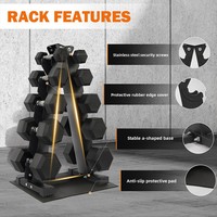 Support Commercial Pliable en Acier pour Haltères, Étagère Verticale Triangulaire pour Quatre Paires, Équipement de Rangement pour Entraînement et Fitness