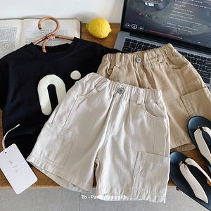 Pantaloncini Casual da Bambino, Stile Estivo Sottile, <span class=keywords><strong>Pantaloni</strong></span> <span class=keywords><strong>Cargo</strong></span> a Cinque Punti in Cotone Lavato, Modello Largo e Dritto - Product Image 1