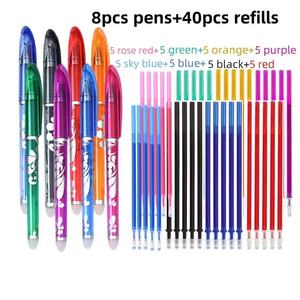 Bolígrafo de gel de plástico Azul Rojo Negro <span class=keywords><strong>verde</strong></span> naranja púrpura con borrador juego de bolígrafos borrables multicolor de 0,5mm con recambios - Product Image 1