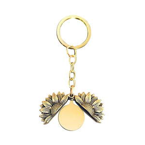 Llavero con Colgante de Moda de Acero Inoxidable Personalizado Ywyougang, Diseño Vintage de <span class=keywords><strong>Acuario</strong></span> con Dibujo Animado y Girasol - Product Image 2