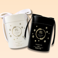 Boîte à bougie blanche de luxe personnalisée avec logo en relief, étanche, avec couvercle rigide, doublure en éponge, finition brillante ou mate, en carton recyclé noir