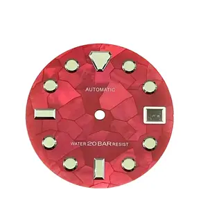OEM 시계 다이얼 제조업체 맞춤형 파란색 걸레 제작 스위스 시계 eta 용 천연 Fritillaria 스플라이스 쉘 표면 다이얼 수정