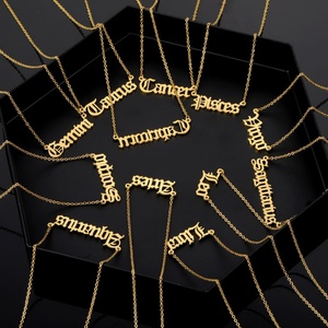 Manufacturer Stainless Steel Gold Silver Jewelry Custom <b>Name</b> Plated Zodiac Necklace for Women - Product Image 2