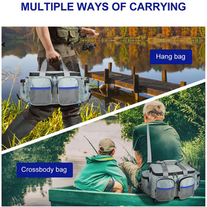 Sac de pêche à la <span class=keywords><strong>carpe</strong></span> en polyester à la mode avec trois poches externes isolées à glissière porte-sac porte-bagages - Product Image 4