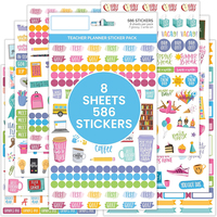 Planificateur personnalisé hebdomadaire format A6, feuilles d'autocollants mignonnes et joyeuses avec des personnages Kawaii pour journalisation et planification