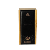 Boîte cadeau de luxe personnalisée en bambou pour vin avec couvercle en cuir PU, coffret en bois à charnière, logo gravé au laser pour vin rouge et whisky, vente en gros